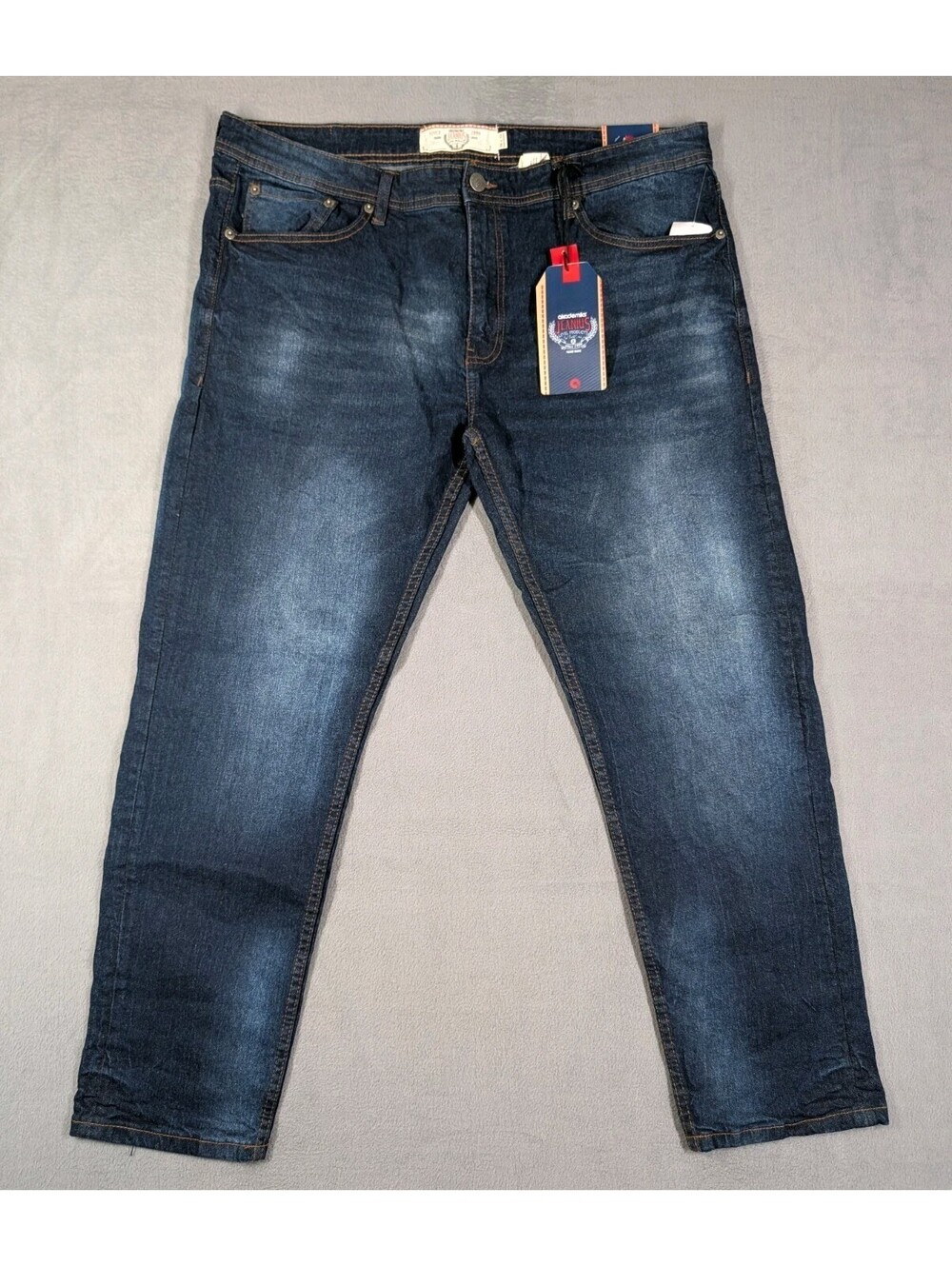 Akademiks Mens 38x32 Blue Jeans Dark Wash Stretch Straight Leg Denim Casual